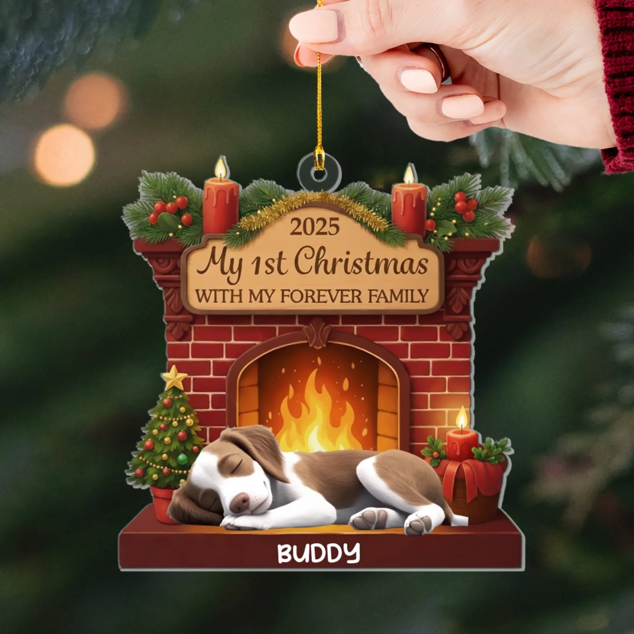My First Christmas With My Forever Family - Personalized Acrylic Ornament, Christmas Gift for Dog Lovers, Dog Mom/Dog Dad Gift