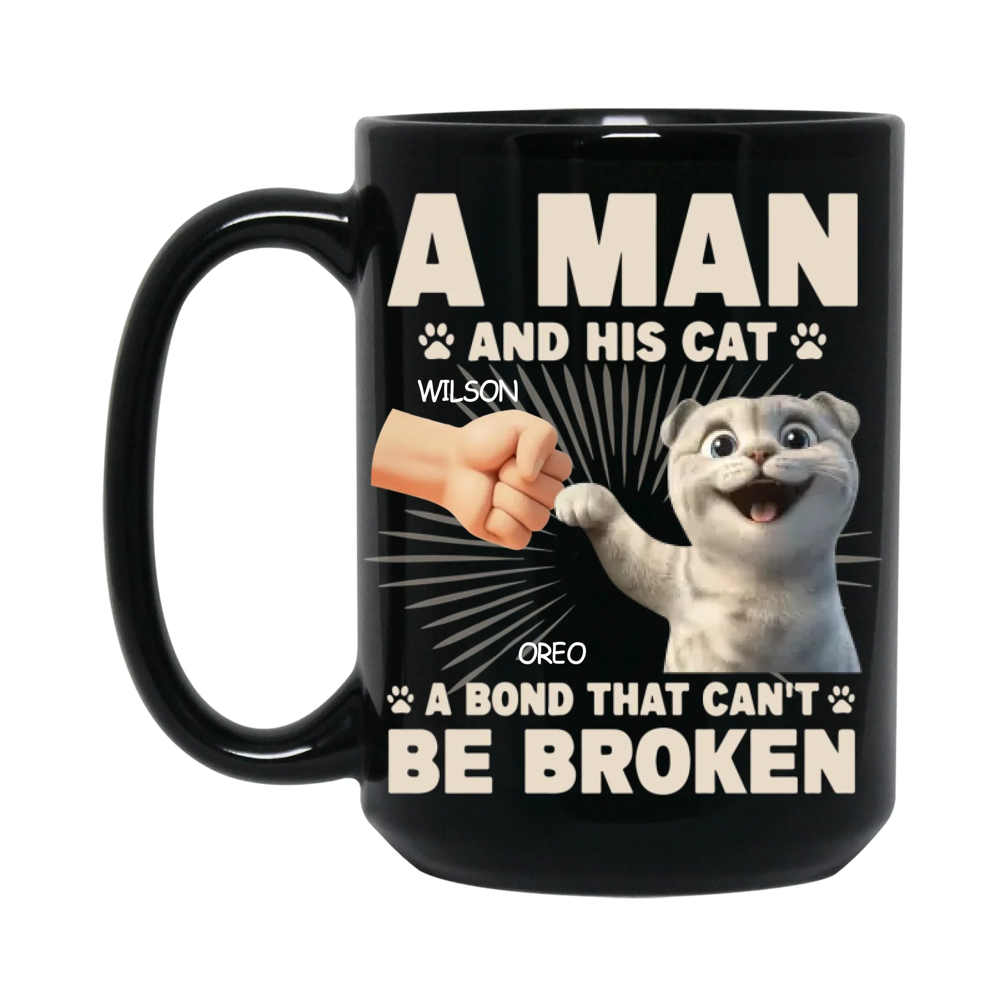 A Man And His Cat A Bond That Can't Be Broken - Personalized Mug, Funny Gift for Cat Dad, Cat Lover's Mug