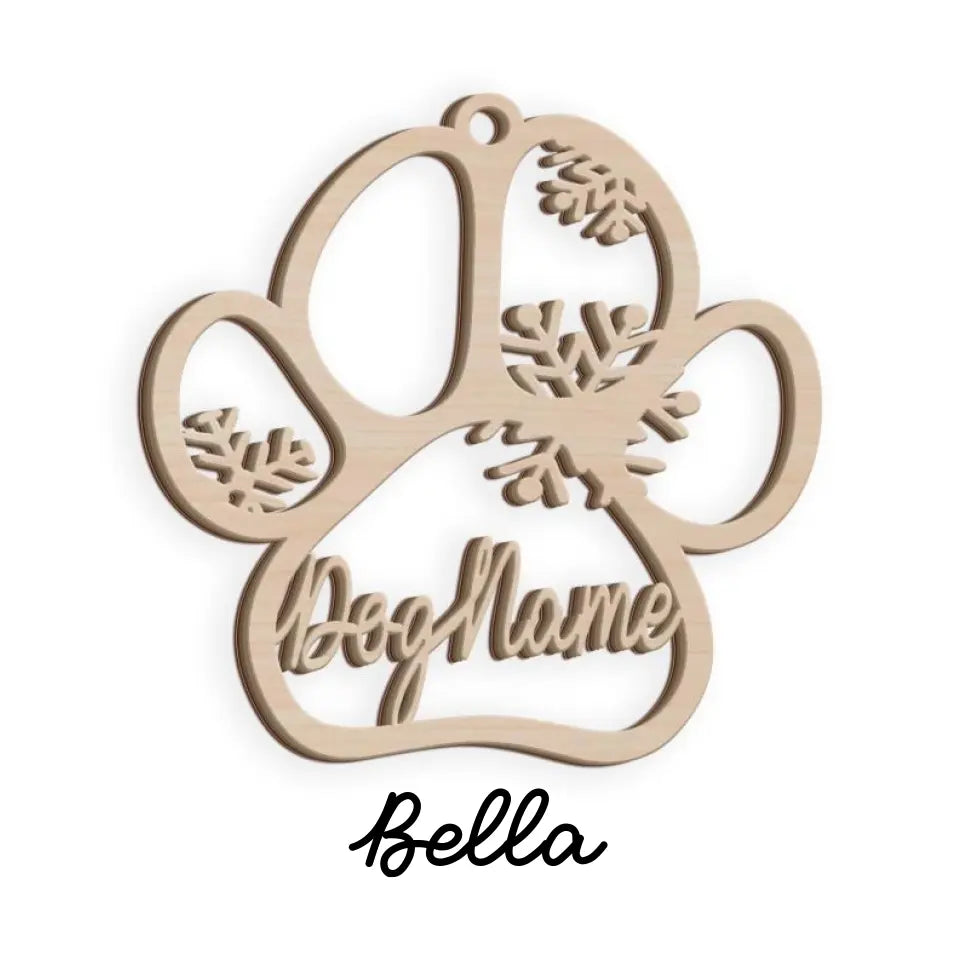 Personalized! Your Dog's Name On A Custom Dog Or Cat Paw Christmas Ornament, Gift For Pet Lovers