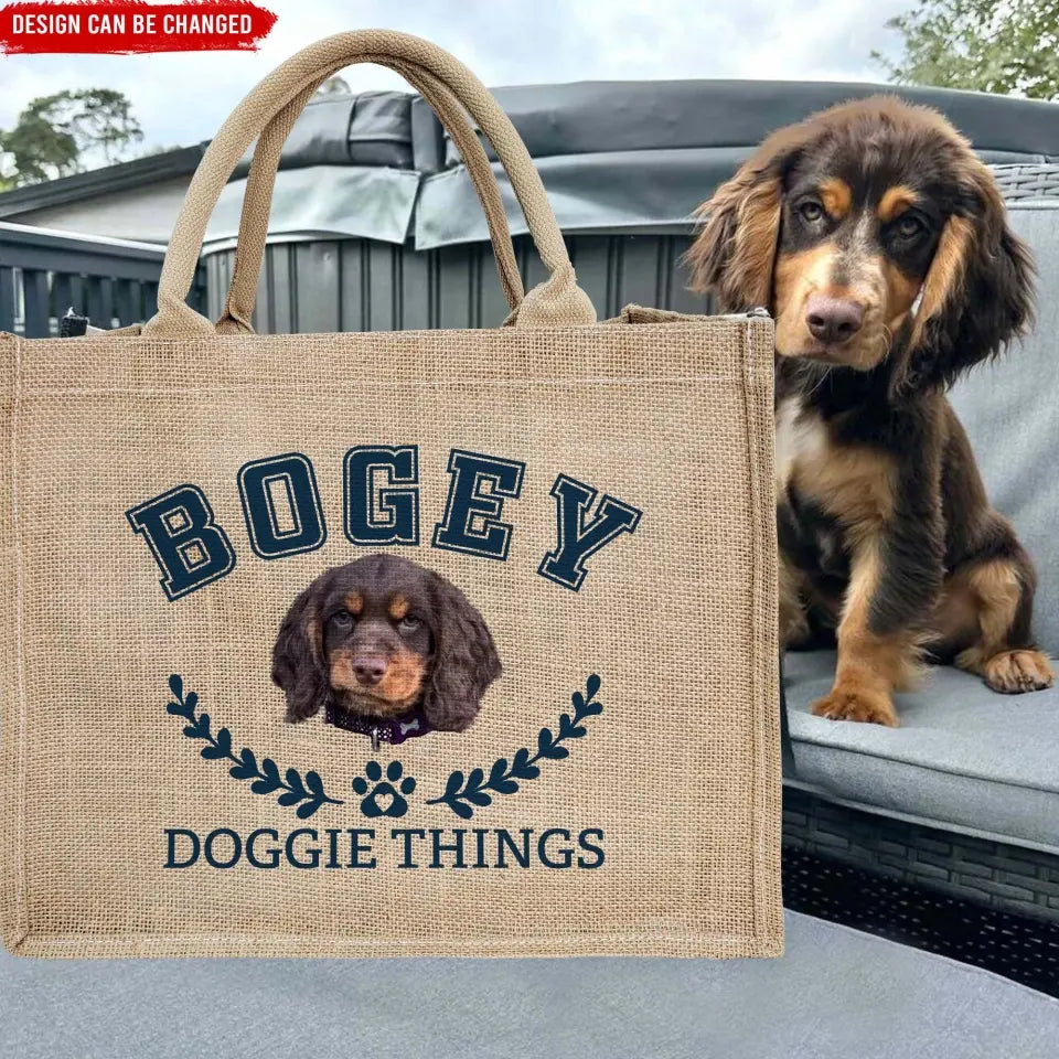 Doggy Stuff, Dog Park Bag - Personalized Jute Tote Bag, Gift for Dog Lover