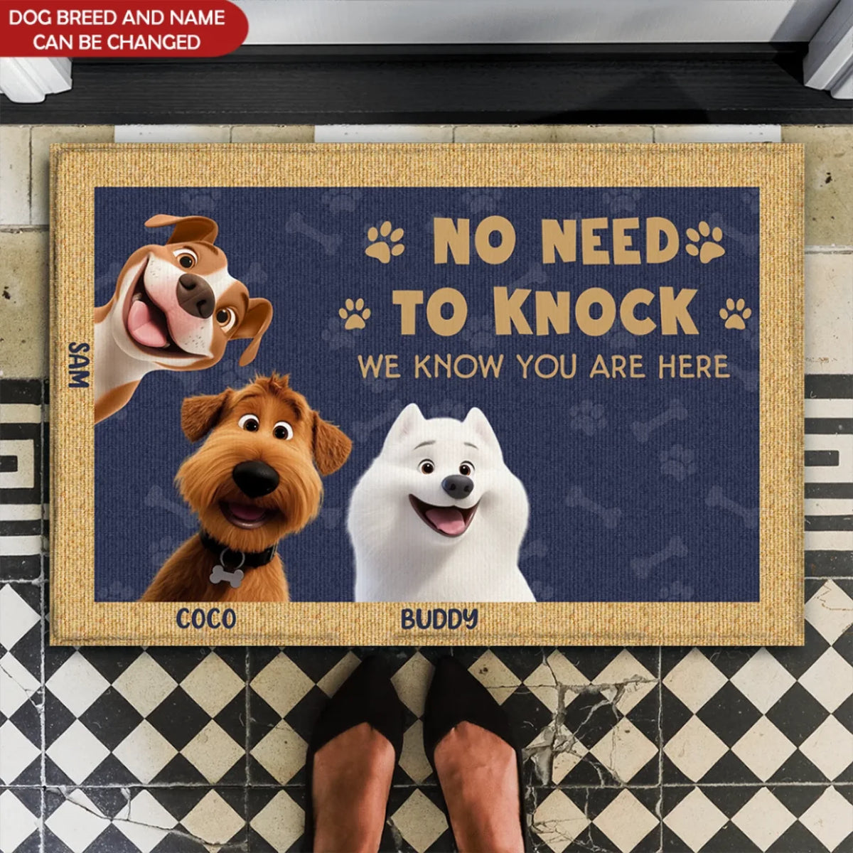 Custom Dog We Know You Are Here - Personalized Doormat, Gift For Dog Lovers