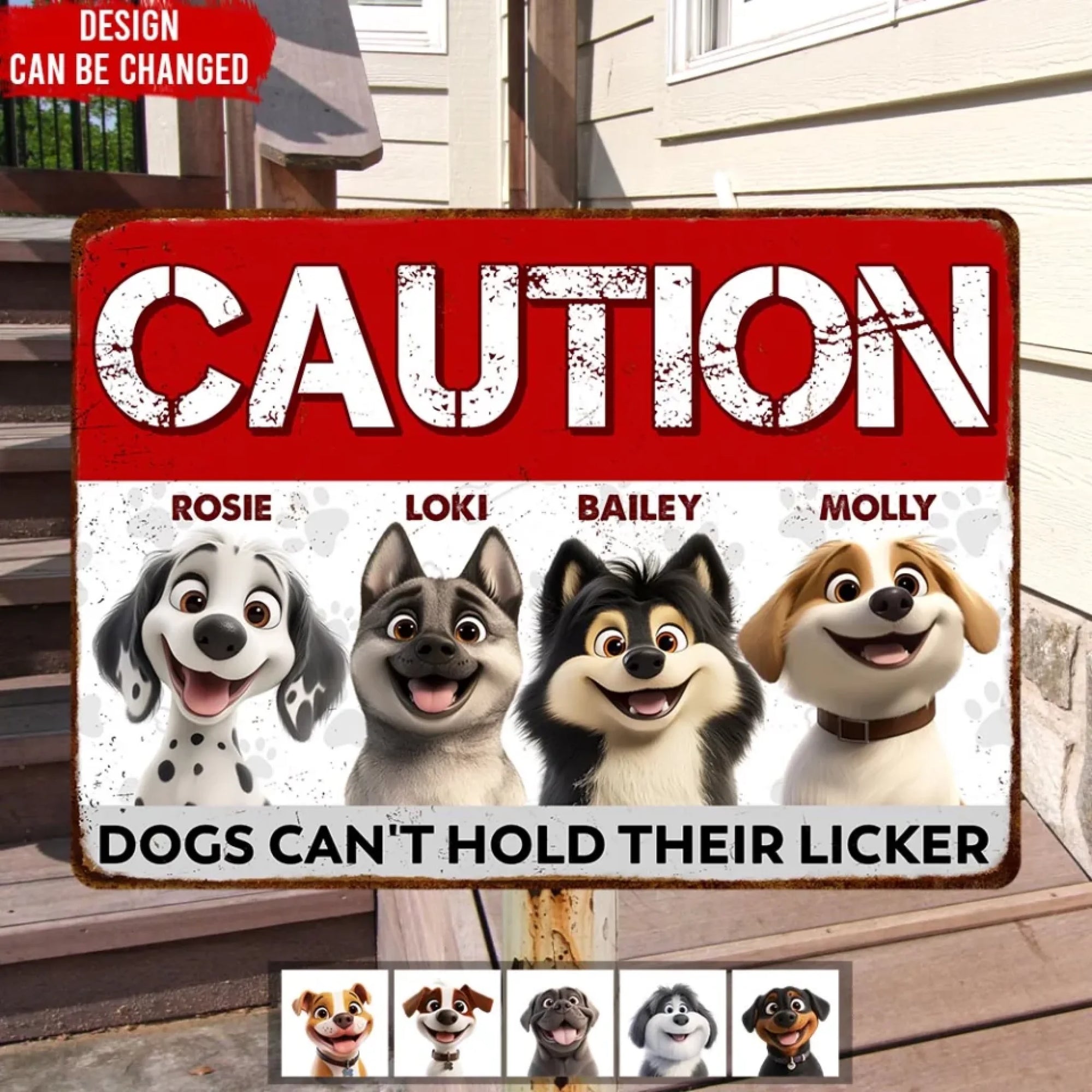 Caution Dogs Can't Hold Their Licker - Personalized Metal Sign, Gift For Dog Lover, Dog Owner Gift