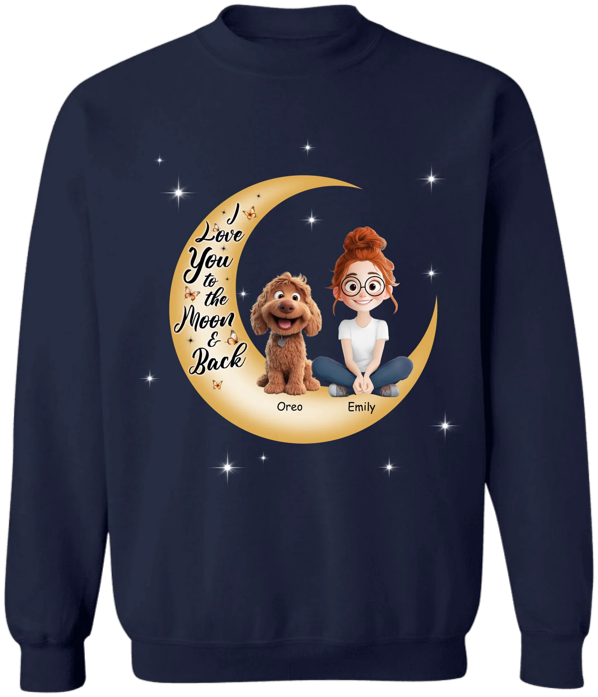 I Love You To The Moon & Back - Personalized T-Shirt, Dog Mom Gift, Gift for Fur Mama