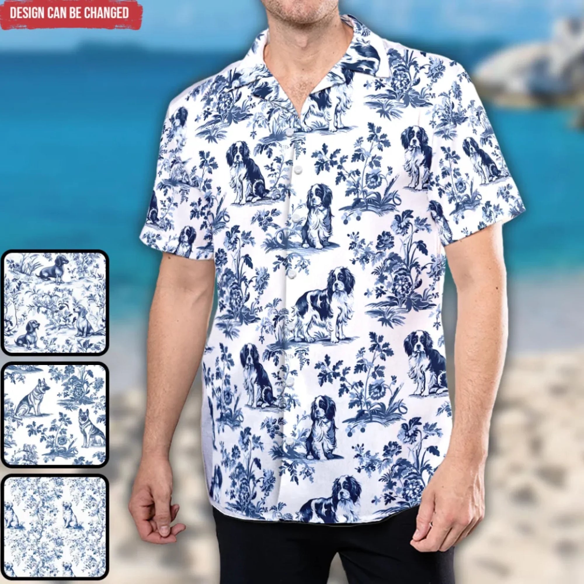 Toile De Jouy Pattern With Dog Breed - Personalized Hawaiian Shirt, Gift For Dog Lover