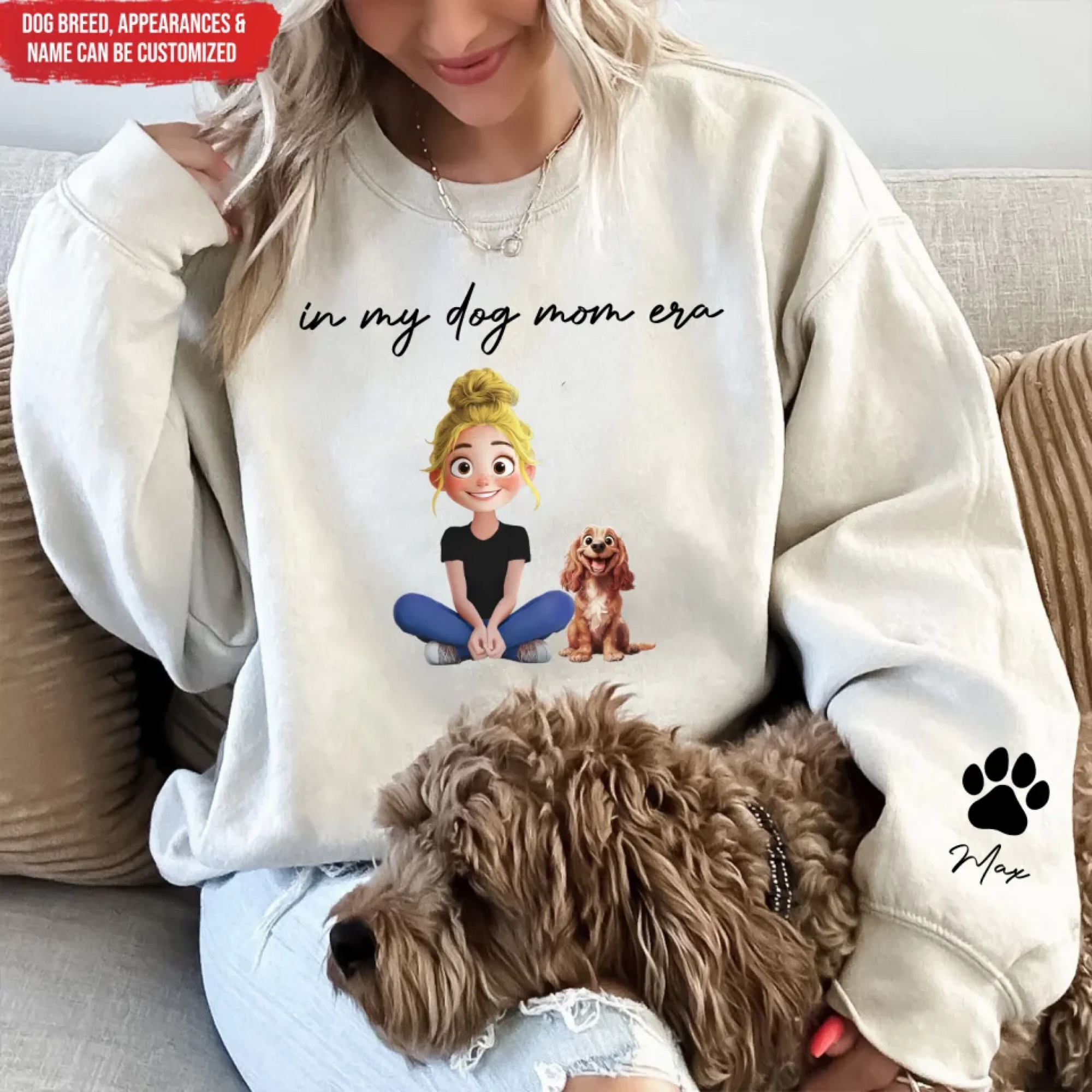 In My Dog Mom Era - Personalized Sleeve Print Sweatshirt, Gift For Dog Mom, Dog Mama, Dog Lovers Gift