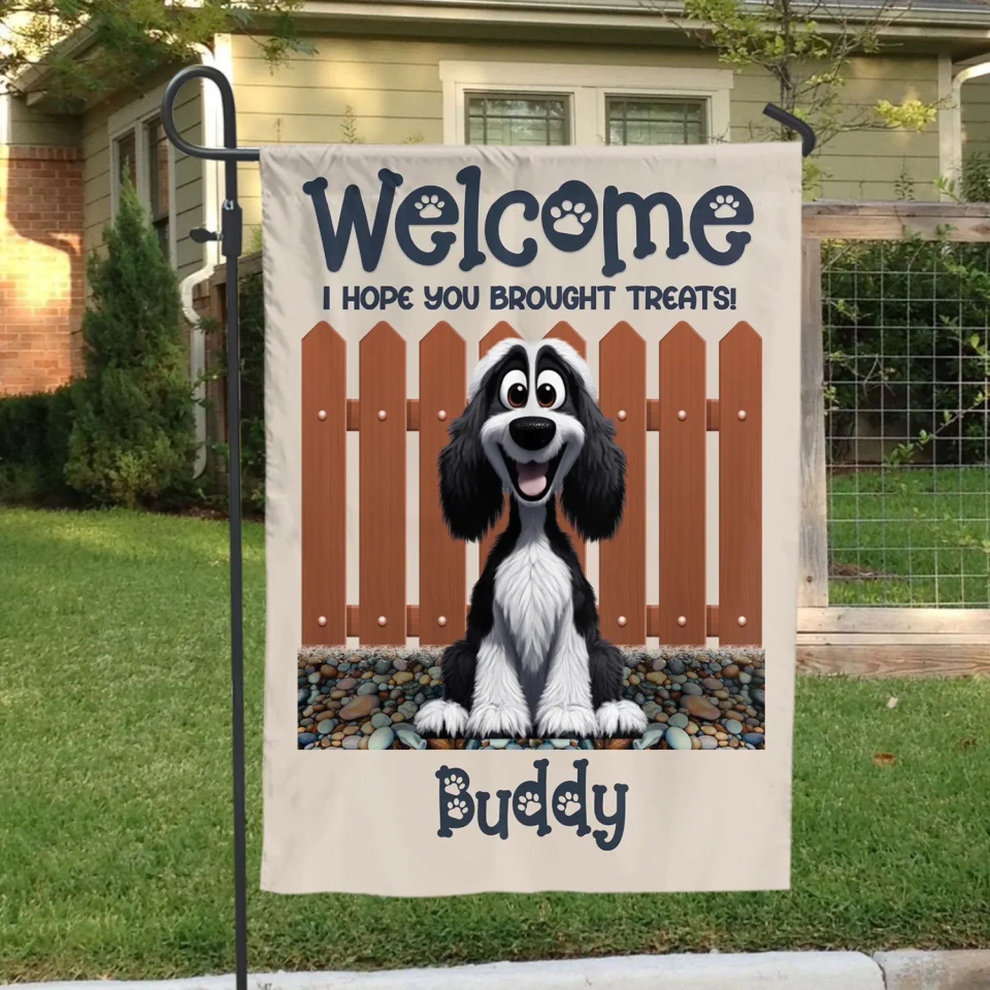 Welcome We Hope You Brought Treats - Personalized Garden Flag, Gift For Dog Lover