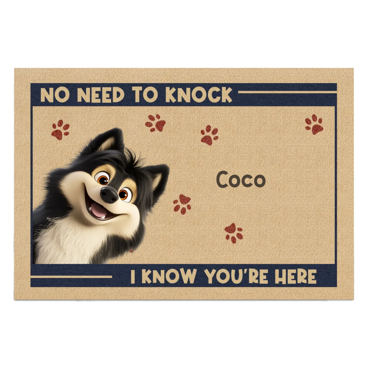 No Need To Knock, We Know You&#39;re Here - Personalized Doormat, Gift for Dog Owner, Dog Lover Gift