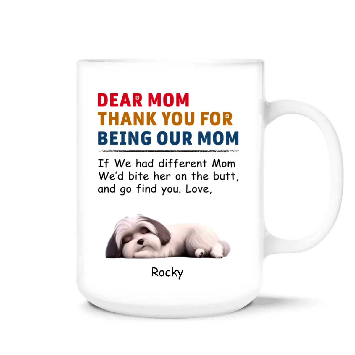 Mug For Dog Mom, Dear Mom Thank You For Being My Mom - Personalized Mug, Gift For Dog Lover