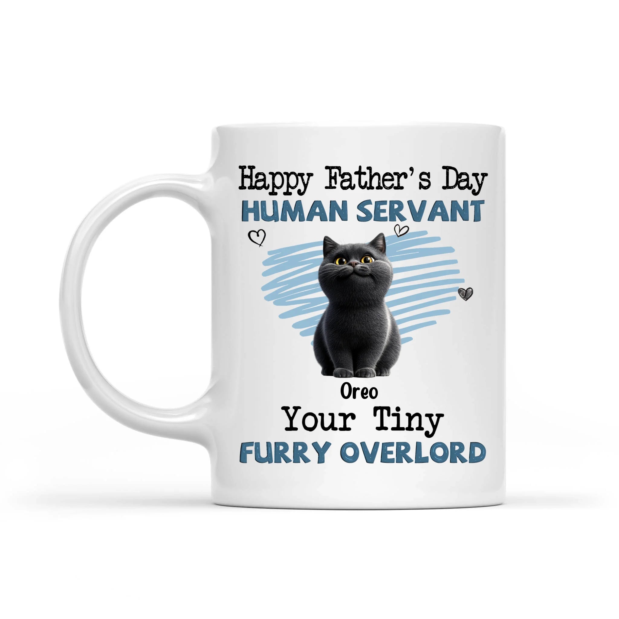 Happy Father's Day Human Servant - Personalized Mug, Funny Gift for Cat Lover, Father's Day Gift for Cat Dad