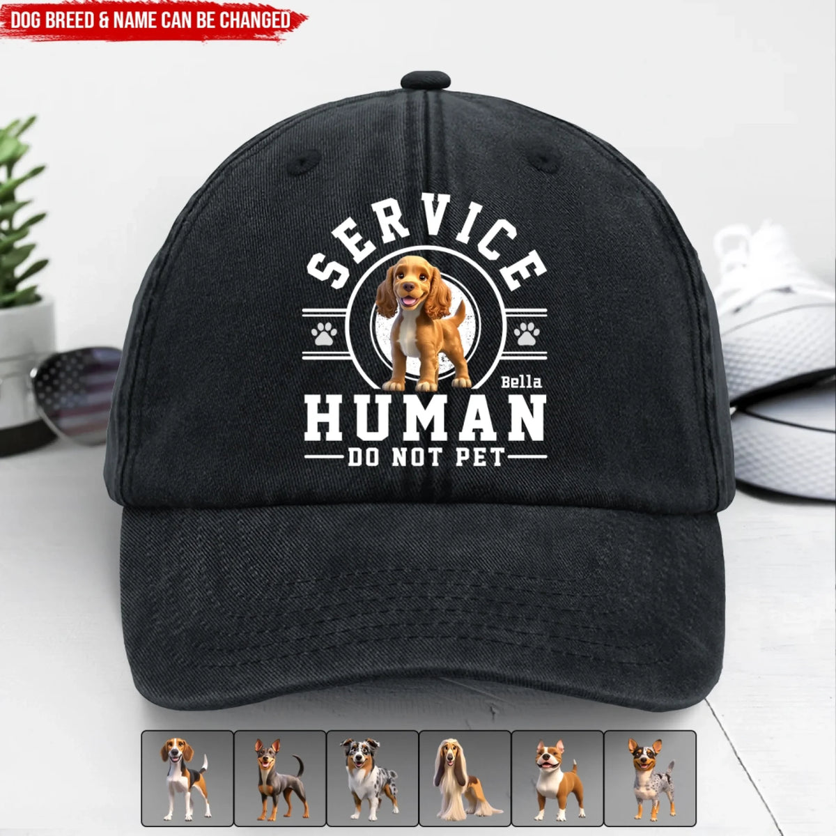 Service Human Do Not Pet - Personalized Cap, Gift For Mom, Dad, Pet Owners, Pet Lovers