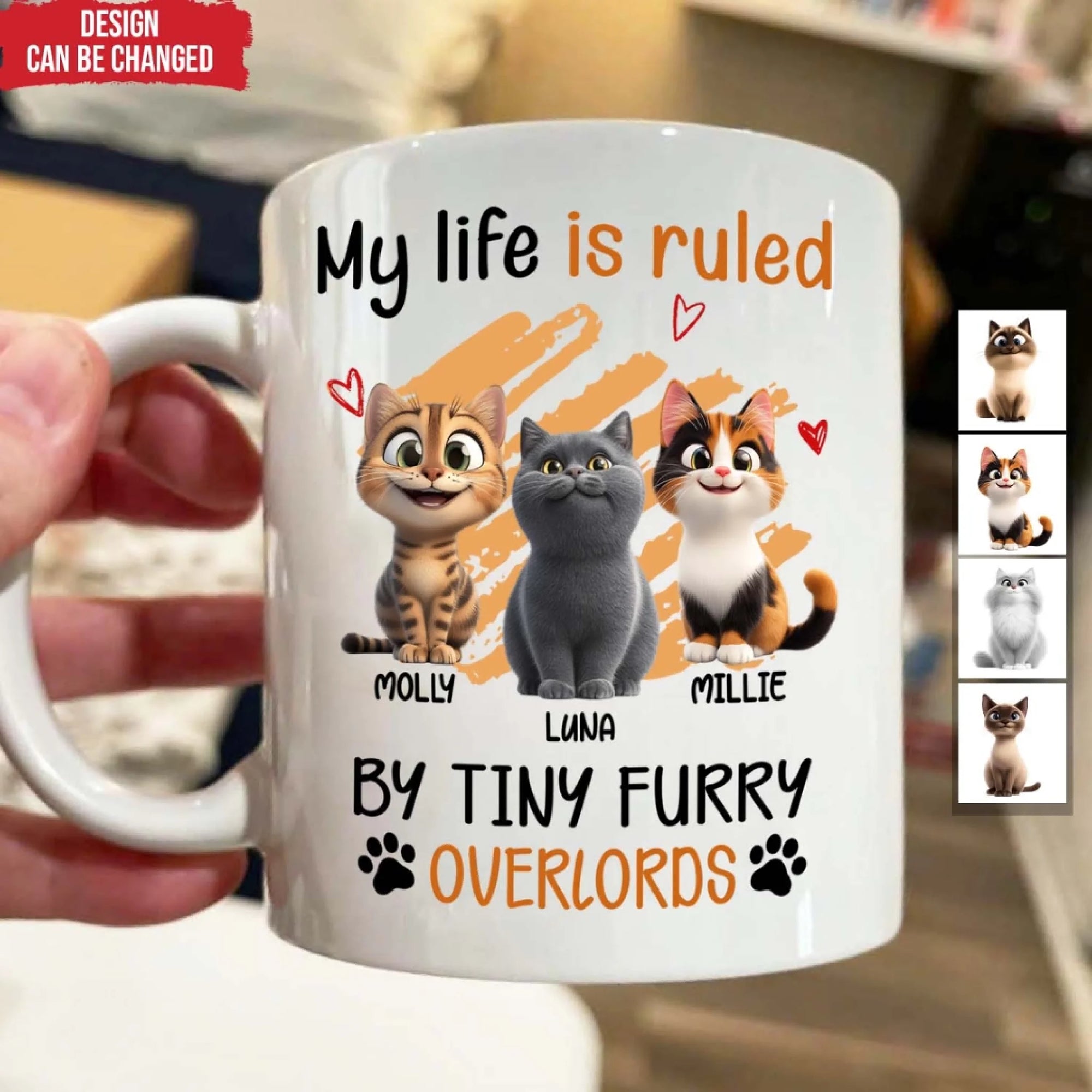 My Life Is Ruled By Tiny Furry Overlords - Personalized Mug, Gift For Cat Mom, Cat Dad