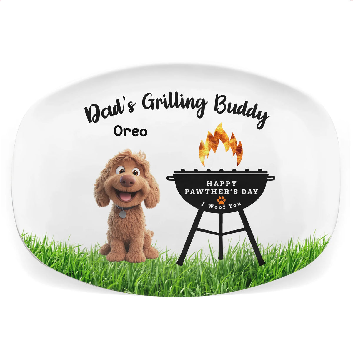 Dad&#39;s Grilling Buddies - Personalized Platter, Grilling Dad Gift, Gift for Dog Dad