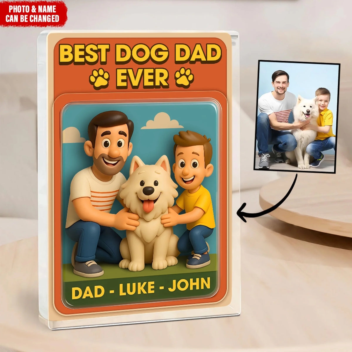 Custom Best Dog Dad Figure - Personalized Acrylic Plaque, Acrylic Block Gift For Dog Dad