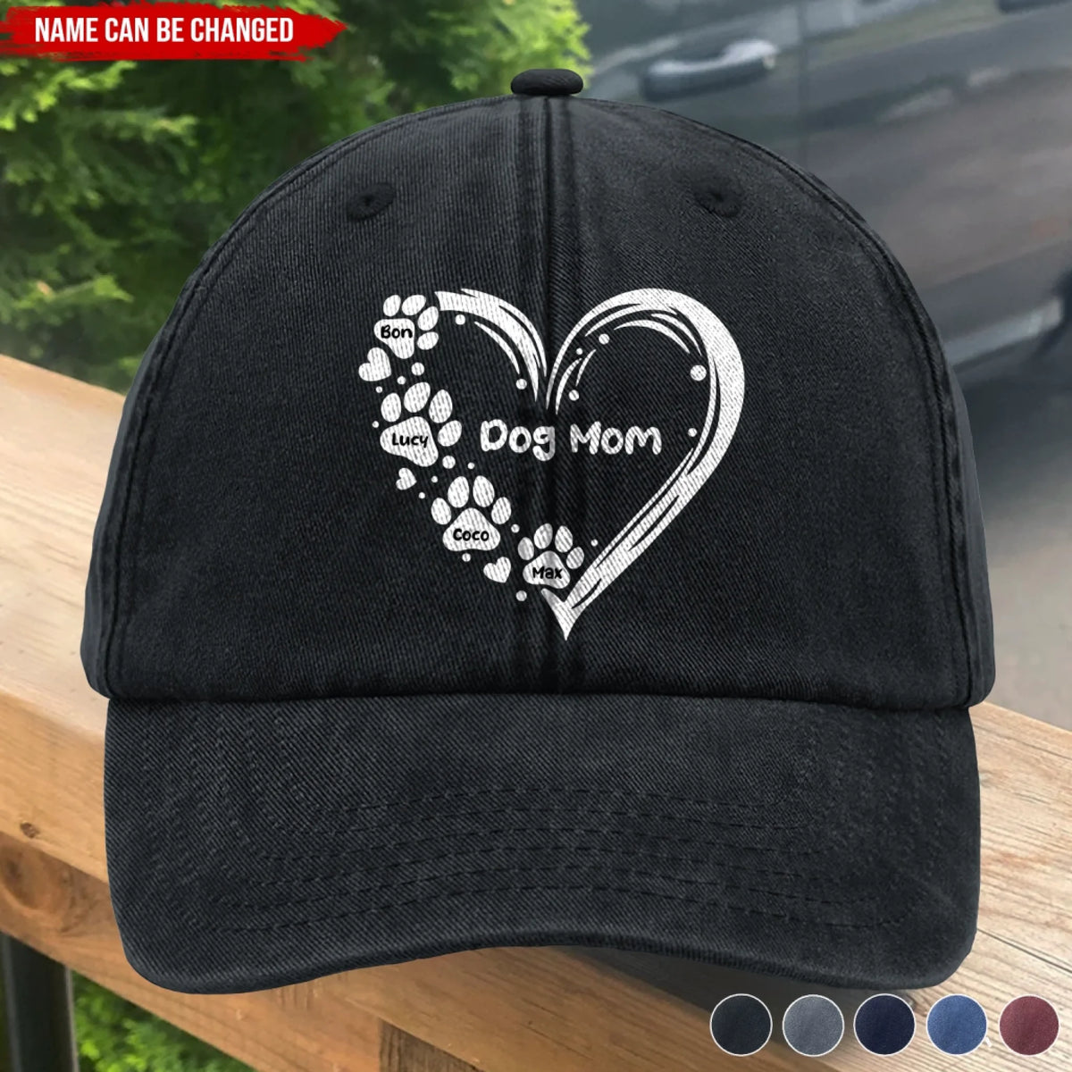 Paw Heart - Personalized Vintage Washed Denim Baseball Cap, Gift for Cat Lovers, Cat Dad/Cat Mom Gift