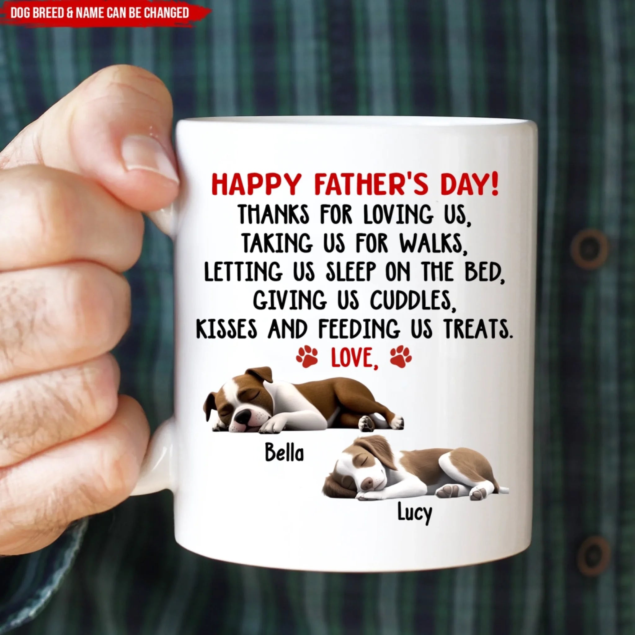 Thanks For Loving Me Dad - Personalized Mug, Gift For Dog Dad, Dog Lovers