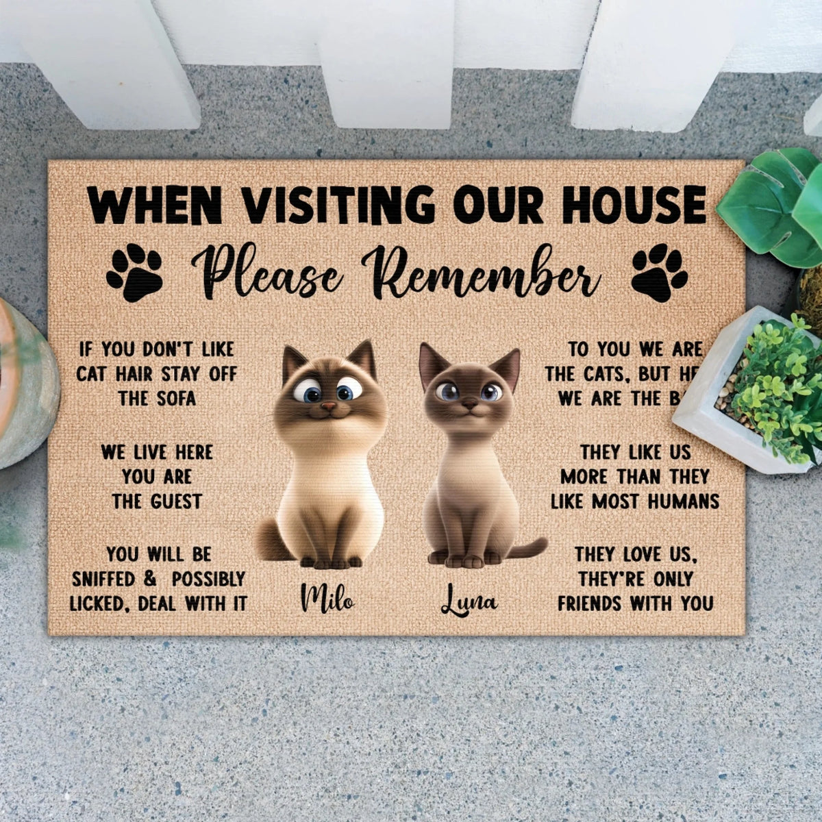 Please Remember When Visiting Cats House - Personalized Doormat, Gift For Cat Lovers