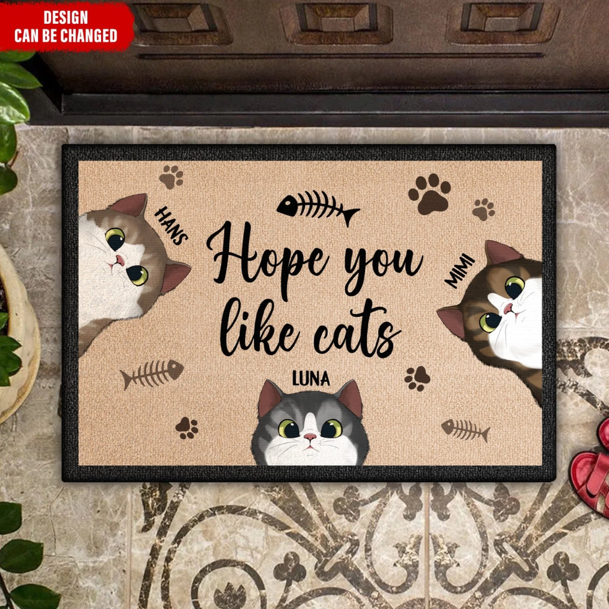 Hope You Like Cats - Personalized Doormat, Gift for Cat Lovers, Funny Welcome Home Mat, Cat Owner Gift