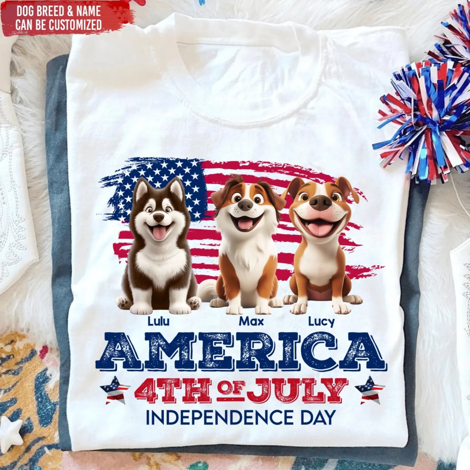 Independence Day With America Flag - Personalized T-Shirt, Gift For 4th Of July