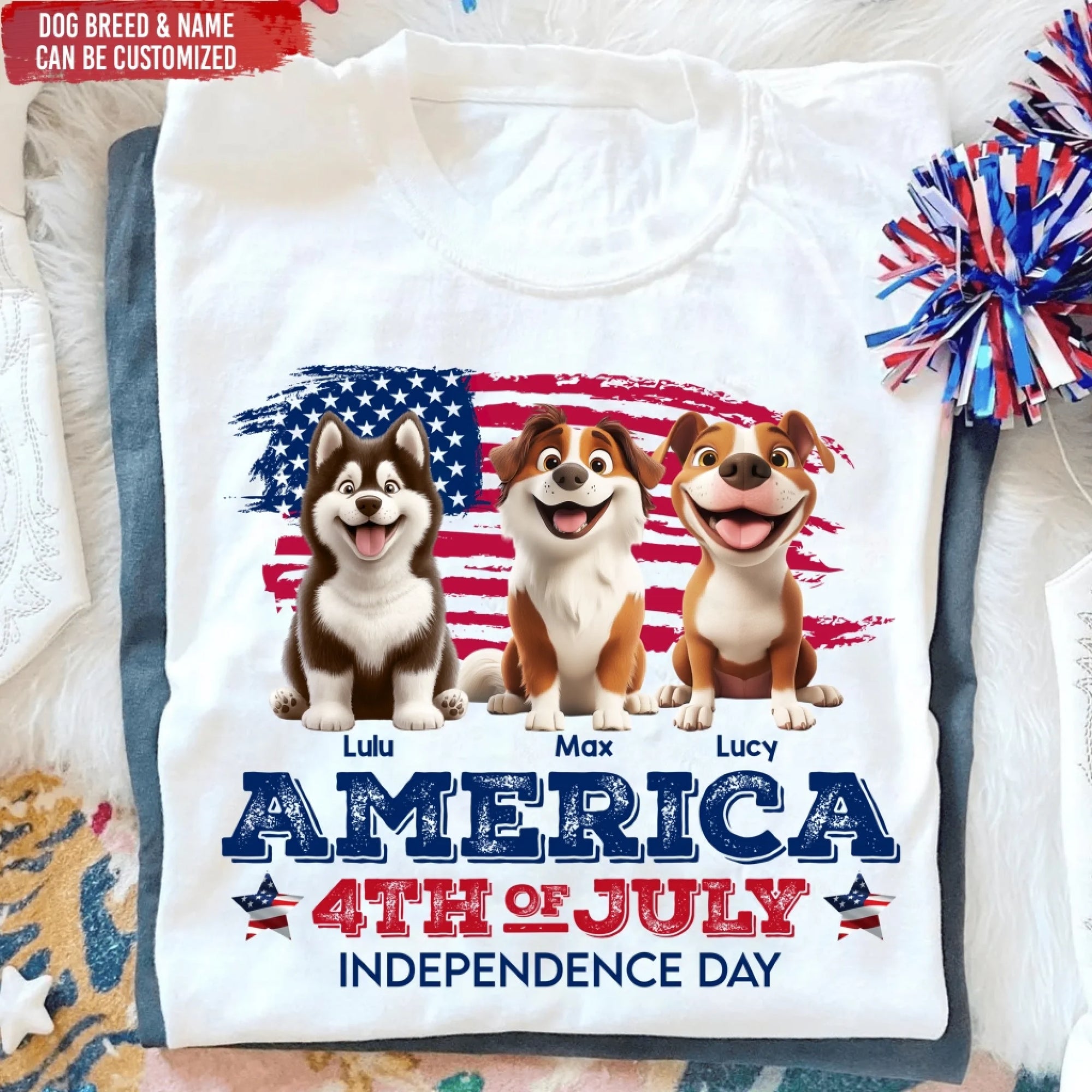 Independence Day With America Flag - Personalized T-Shirt, Gift For 4th Of July