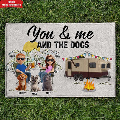 You & Me And The Dogs - Personalized Doormat, Camping Gift for Dog Lovers, Gift for Campers