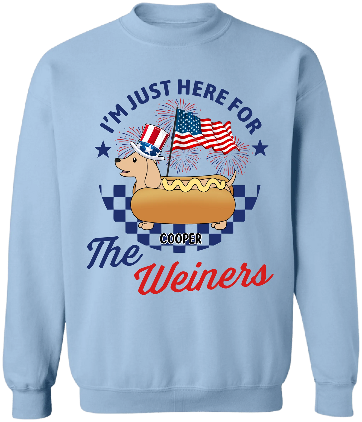 4th of July Just Here For The Wieners - Personalized T Shirt For Independence Day, Retro America Patriotic Weenies Shirt