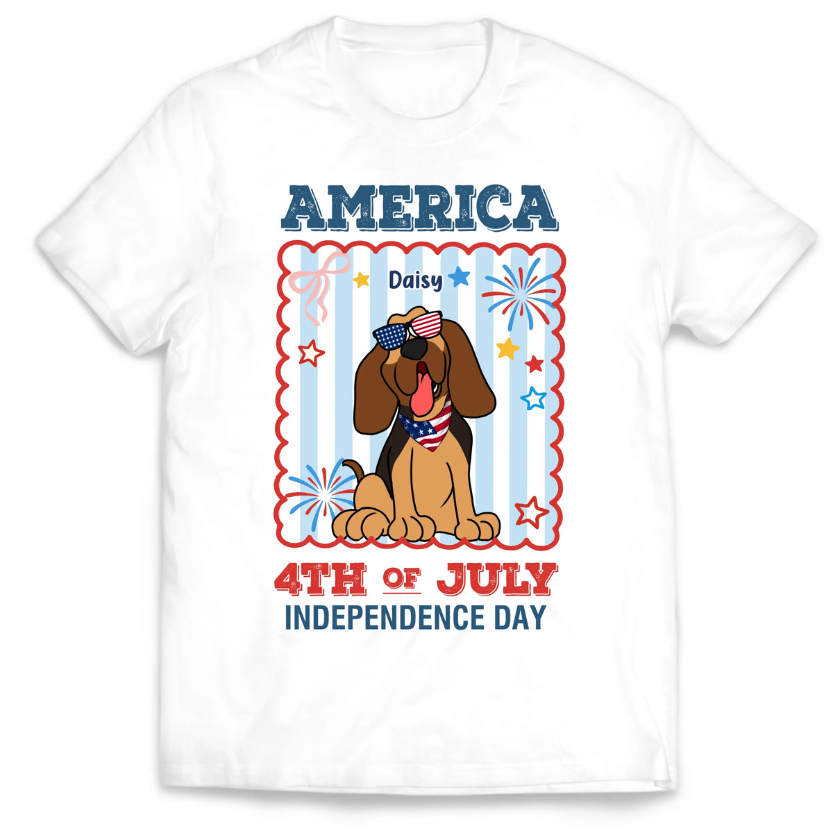 Custom Dog America 4th Of July - Personalized T-Shirt, Gift For Dog Lover