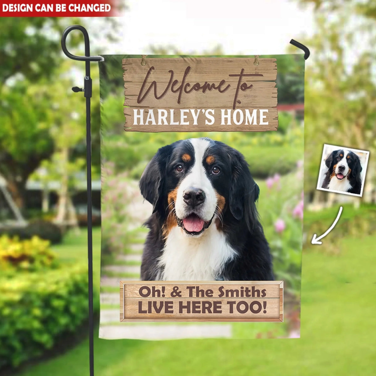 Welcome To My Home, My Humans Live Here Too - Personalized Garden Flag, Funny Gift for Pet Owner, Pet Lover Gift
