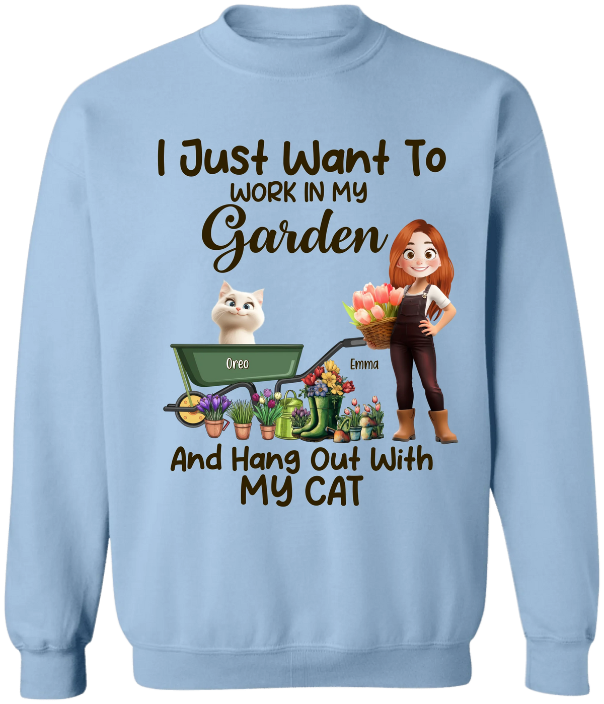 I Just Want To Work In My Garden And Hang Out With My Cats - Personalized T-Shirt, Gift For Garden Lovers, Cat Lovers