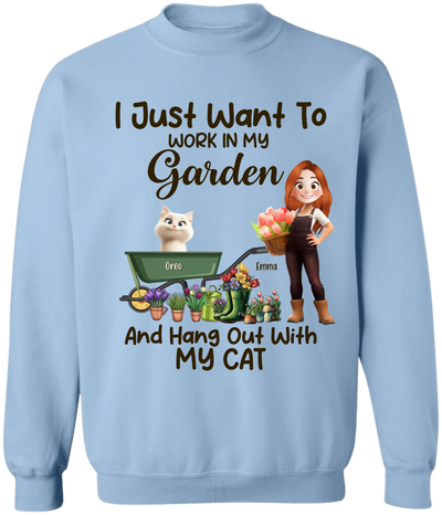 I Just Want To Work In My Garden And Hang Out With My Cats - Personalized T-Shirt, Gift For Garden Lovers, Cat Lovers