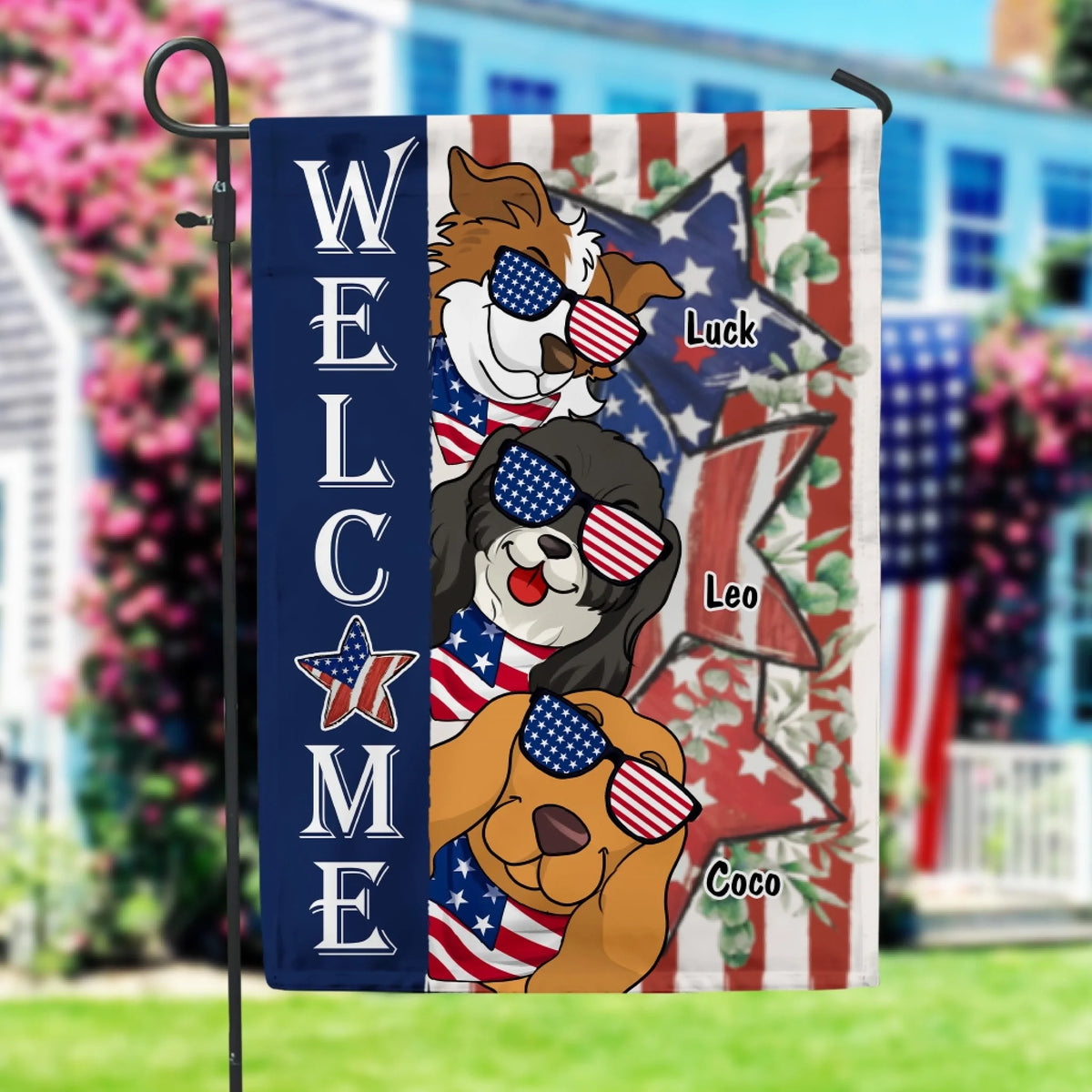 Welcome Dog American Flag, Independence Day Gift mk 2