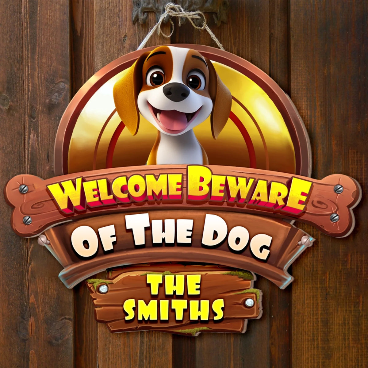 Welcome Beware Of The Dogs - Personalized Door Sign, Gift For Dog Lover