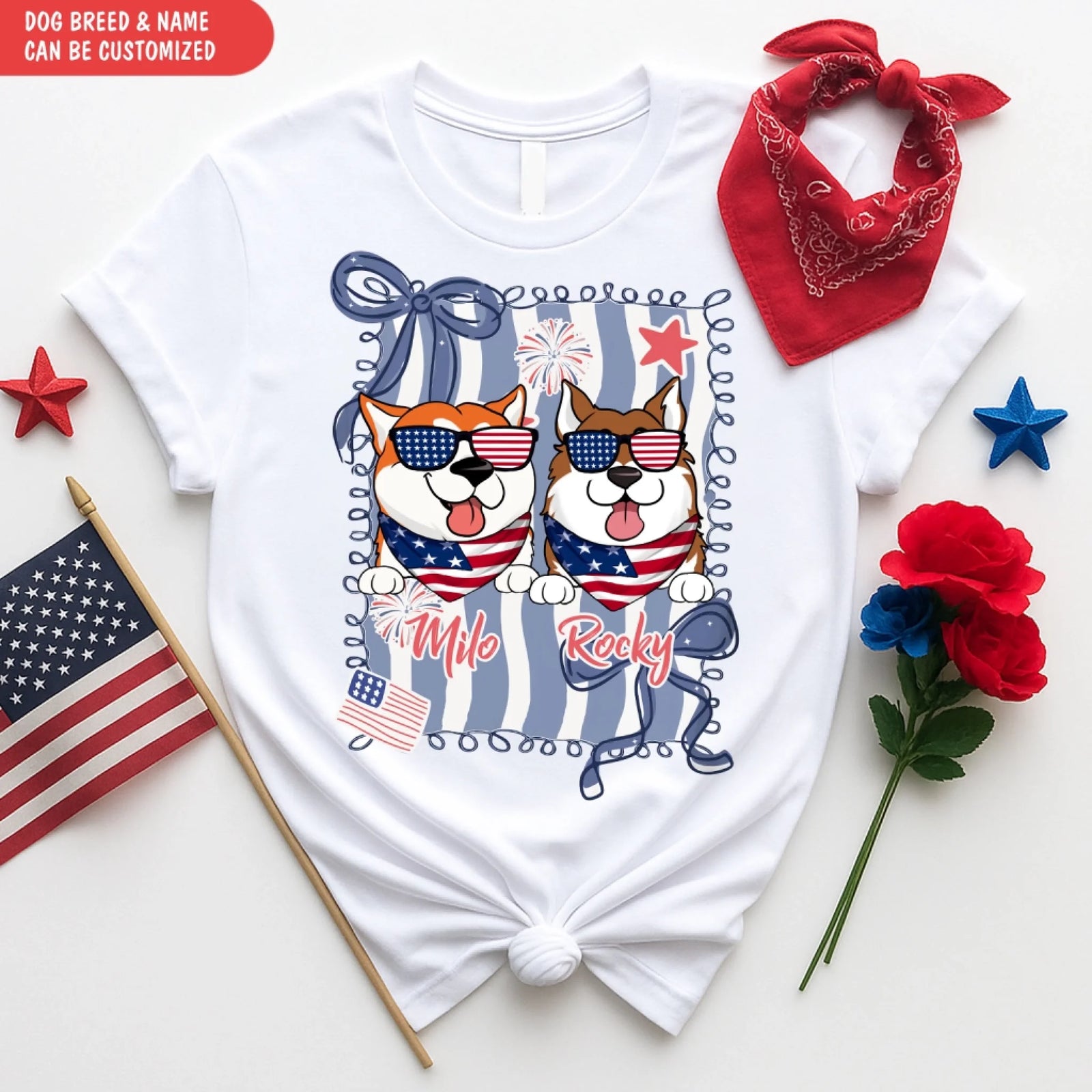 4th of July Custom Dog - Personalized T-shirt, Custom Gift for Dog Lover, Independence Day Gift