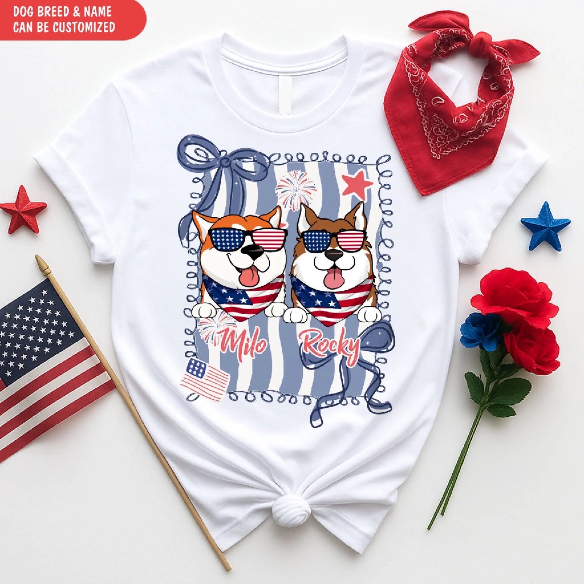 4th of July Custom Dog - Personalized T-shirt, Custom Gift for Dog Lover, Independence Day Gift