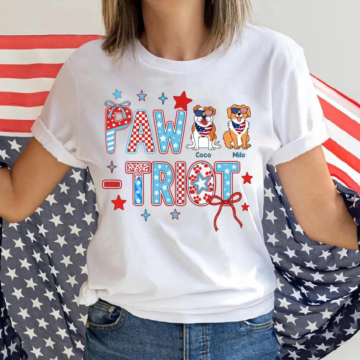 4th of July Pawtriot - Personalized Tshirt, Independence Day Tshirt, Gift For Pet Lover