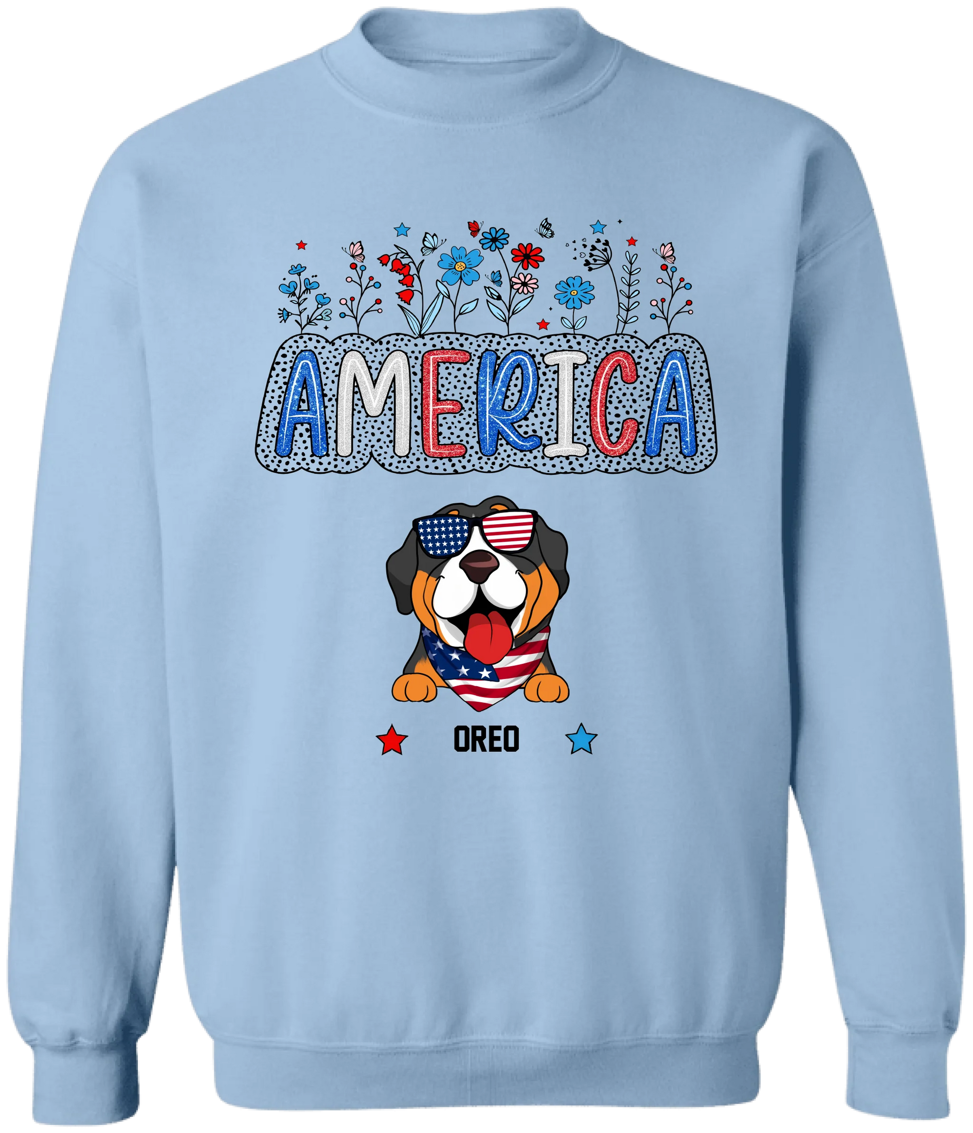 America Cute Dog - Personalized T-Shirt, 4th Of July Shirt, Gift For Dog Lovers