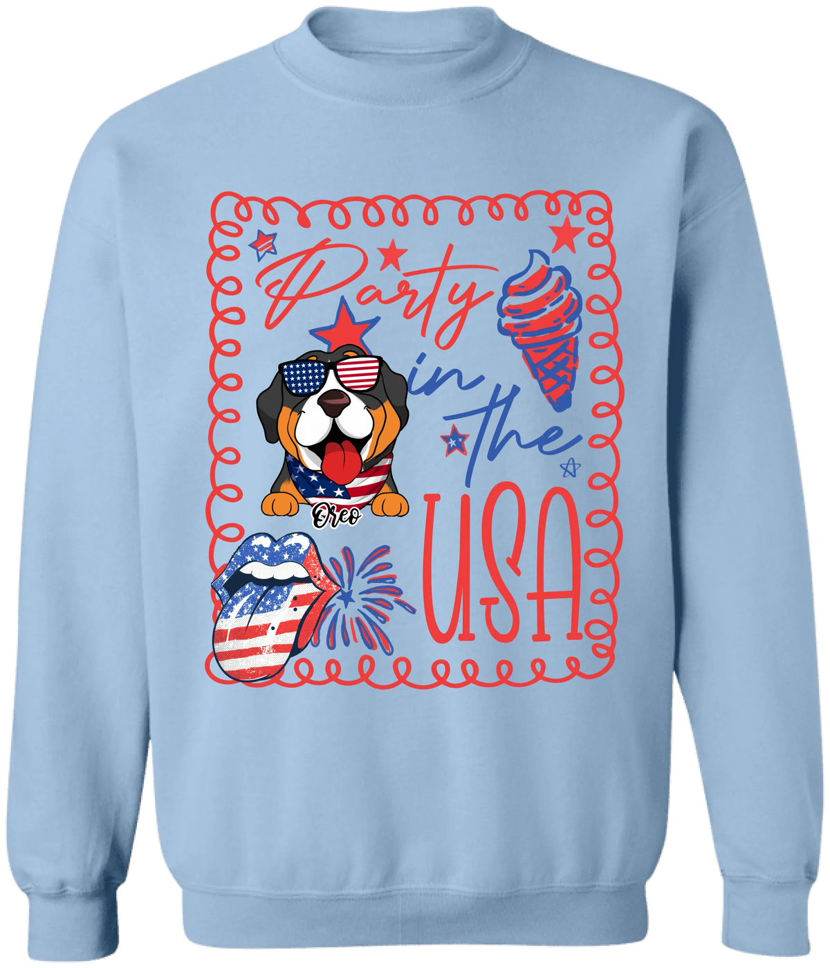 Party In The USA - Personalized T-Shirt, Funny Dog 4th of July Tee, Gift for Dog Lovers