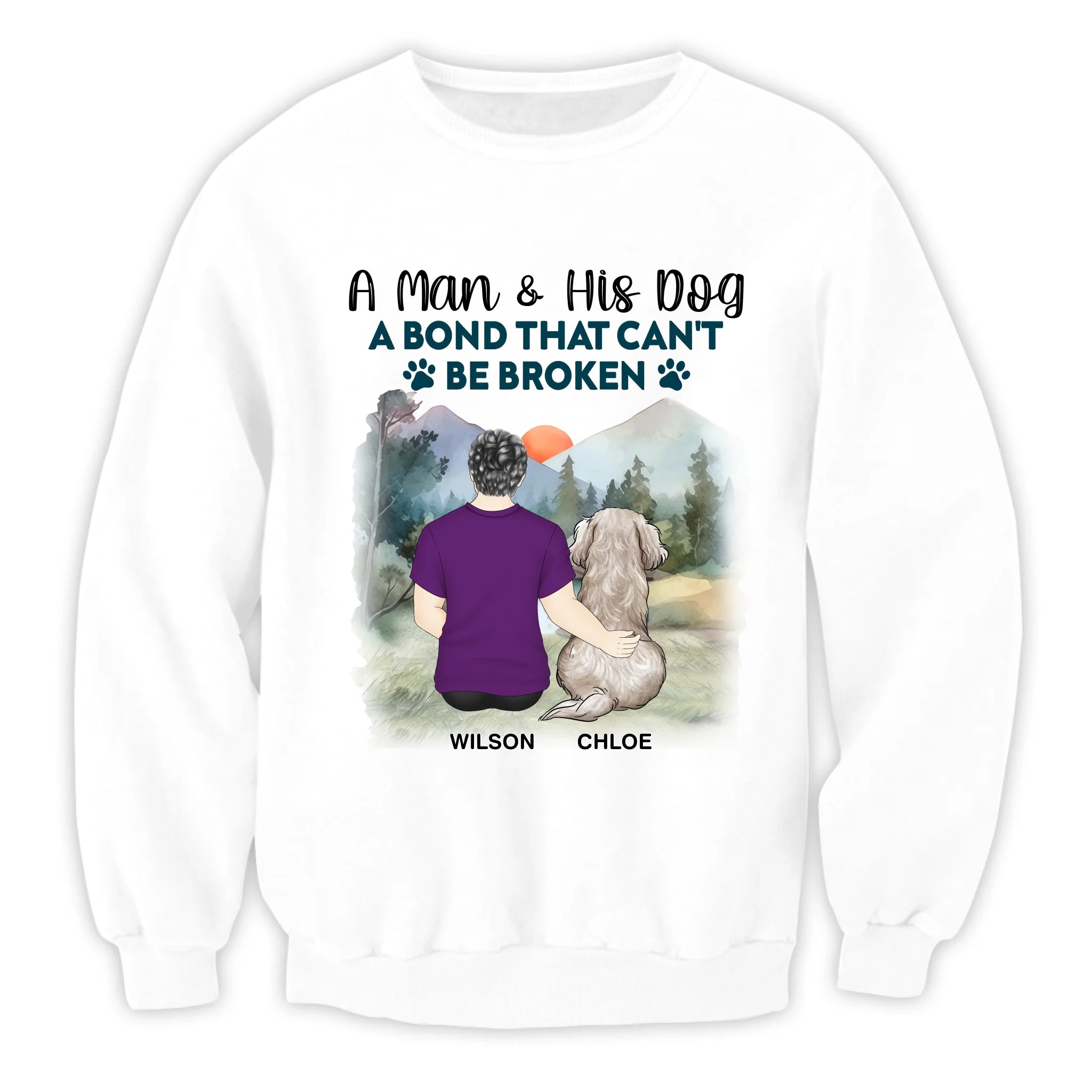 A Man & His Dog A Bond That Can't Be Broken - Personalized T-Shirt, Custom Gift for Dog Mom/Dog Dad