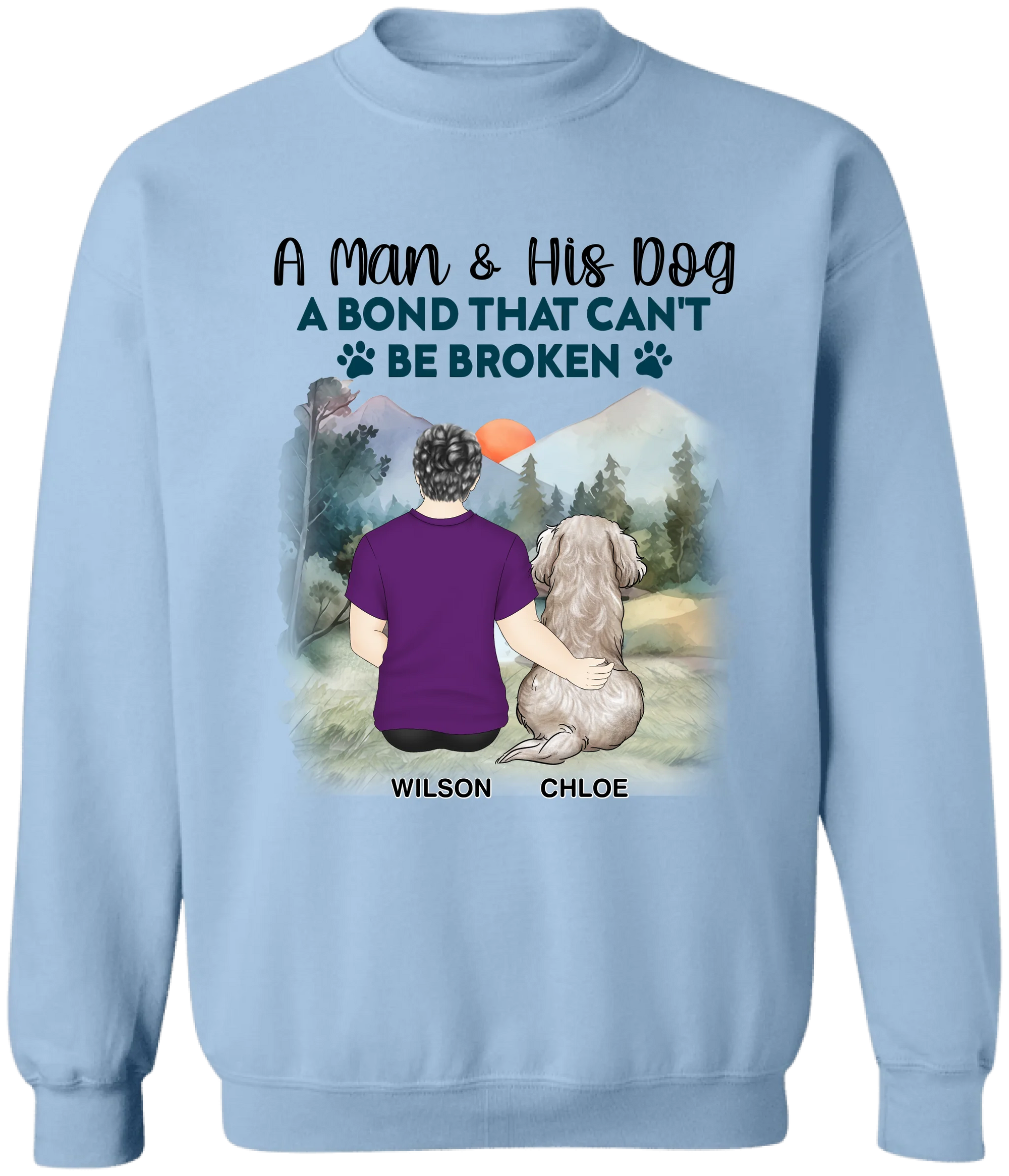 A Man & His Dog A Bond That Can't Be Broken - Personalized T-Shirt, Custom Gift for Dog Mom/Dog Dad