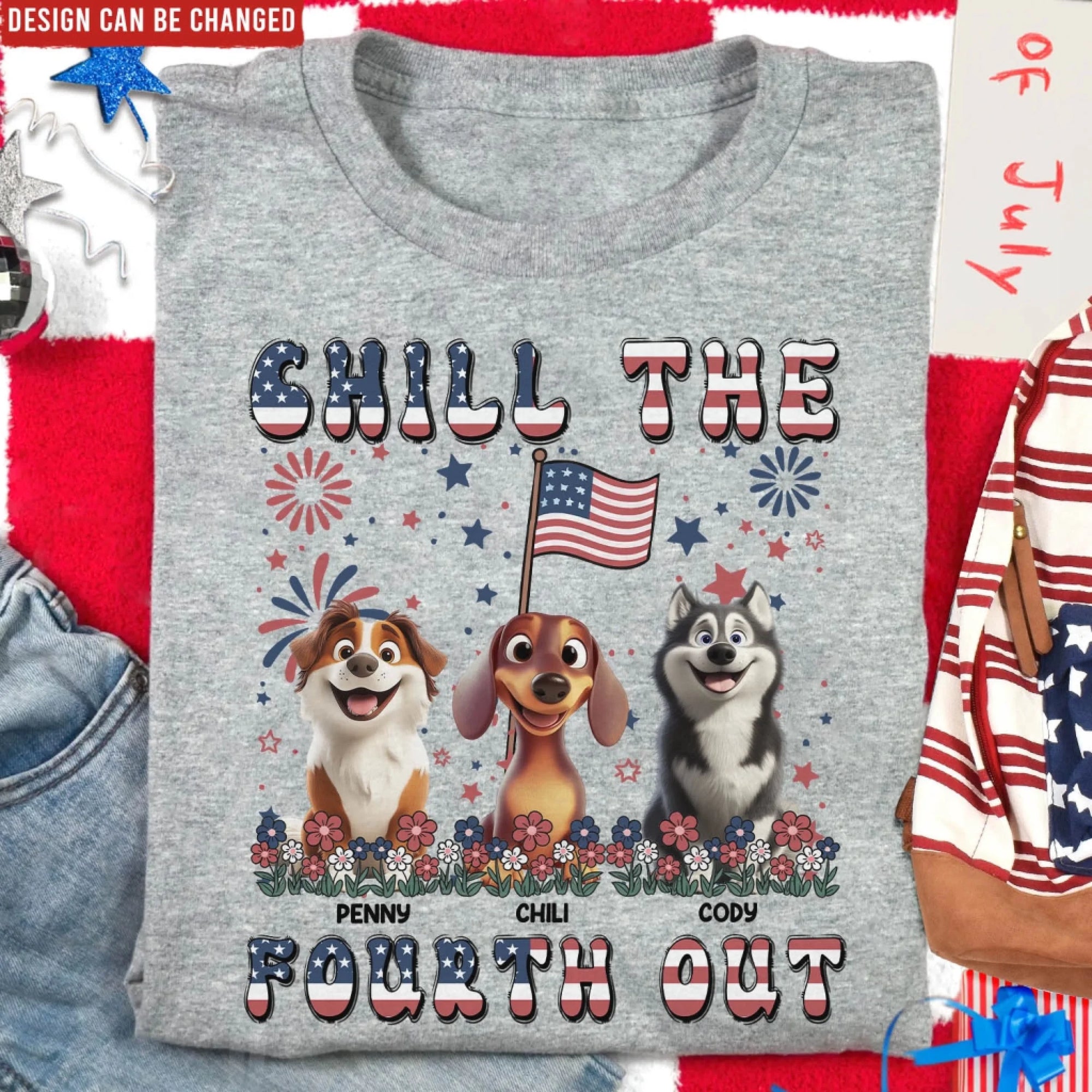 Chill The Fourth Out - Personalized T-Shirt, 4th Of July Dog Lover Gift