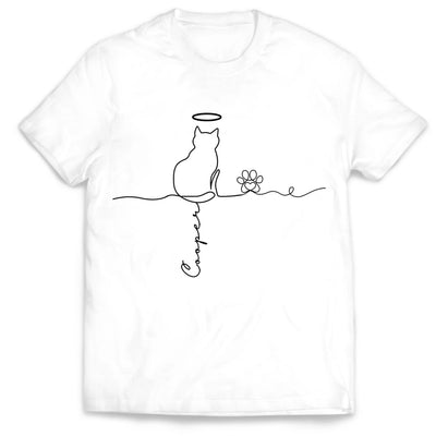 Custom Cat's Name Line Art - Personalized T-Shirt, Gift For Cat Owner, Cat Mom, Cat Dad Shirt