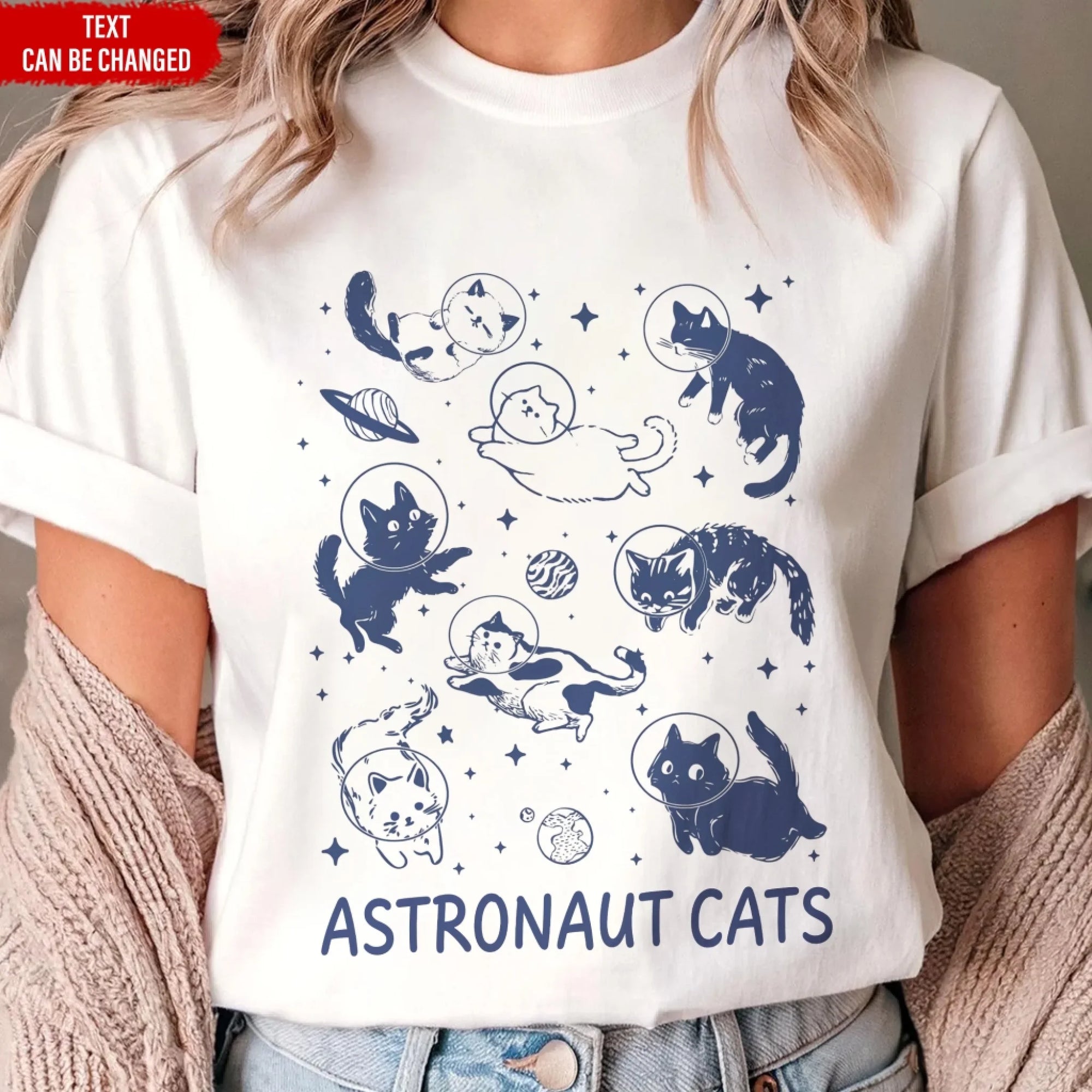 Astronaut Cat - Personalized T-Shirt, Cat In Space, Cat Lover Gift