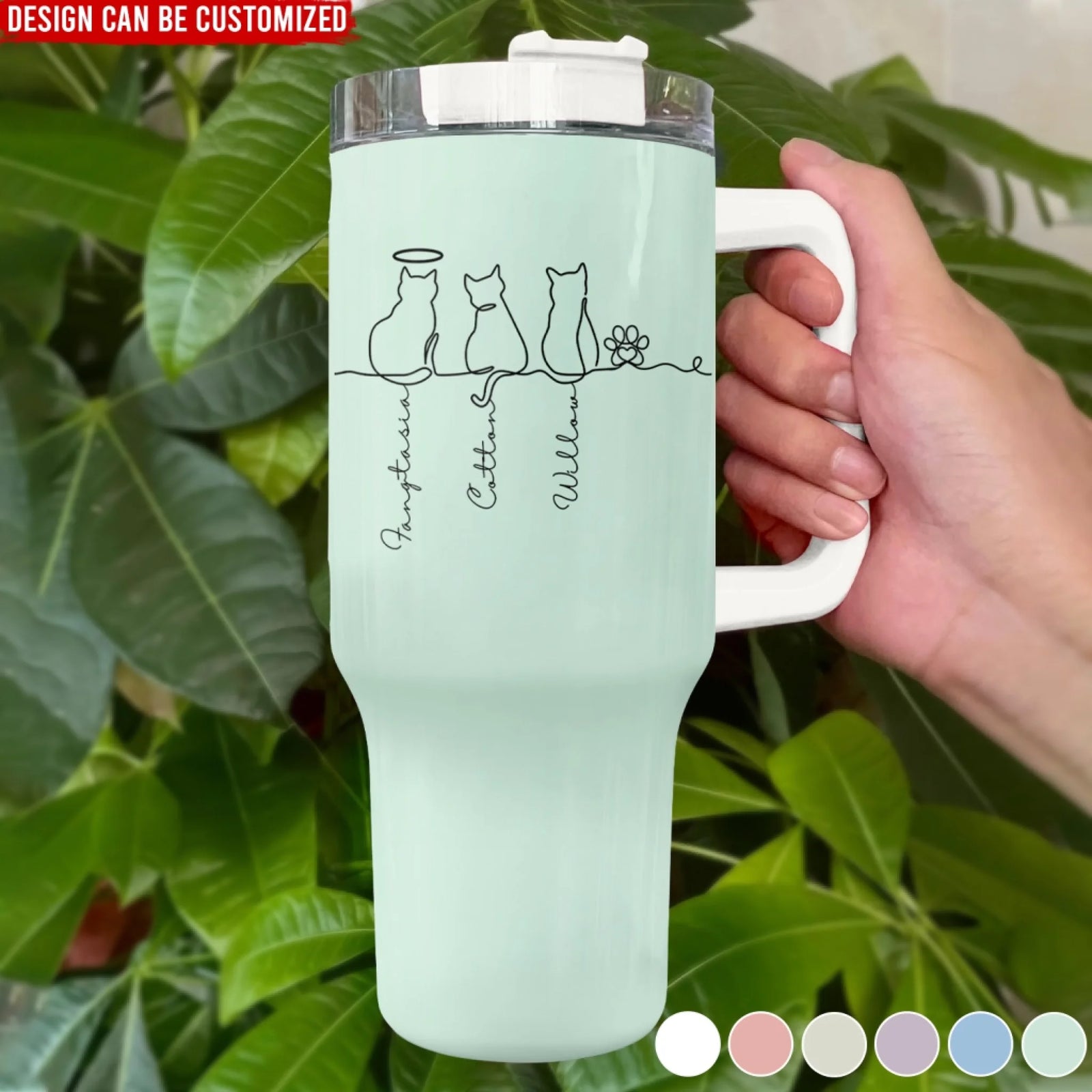 Adorable Cats Line Art - Personalized Tumbler 40oz, Gift for Cat Mom/Cat Dad, Cat Lover's Gift