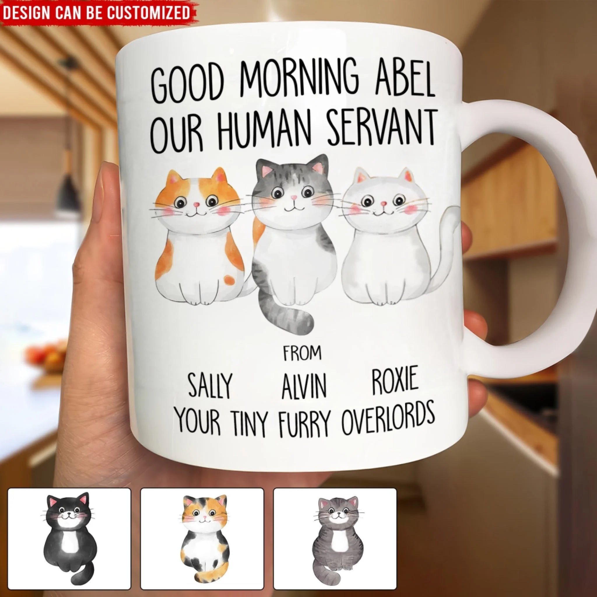 Good Morning Our Human Servant Your Tiny Furry Overlords - Personalized Mug, Gift For Cat Lover