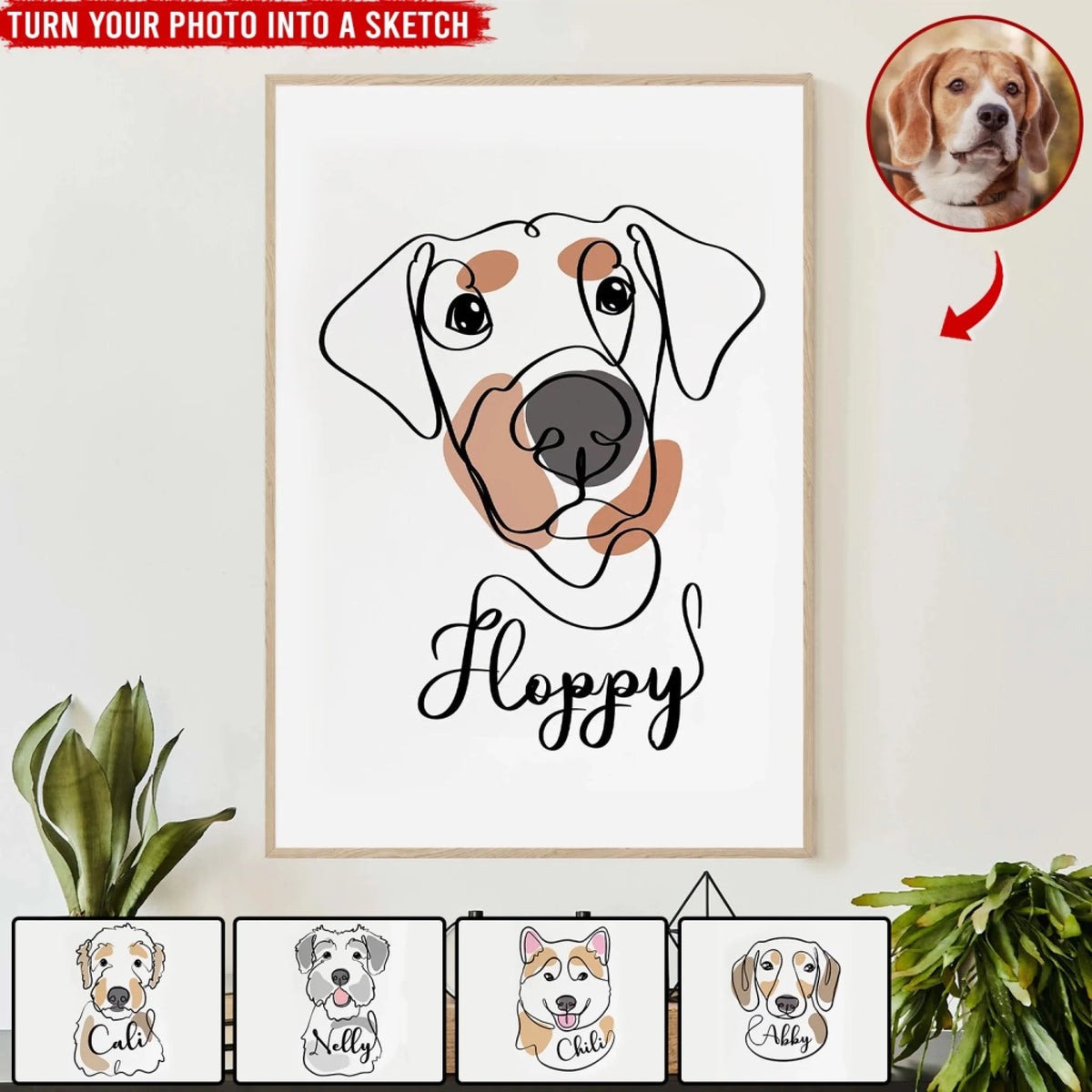 Line Art Pet Drawing - Personalized Poster, Custom Minimalist One Line Art, Custom Dog/Cat Portrait, Gift for Pet Lover