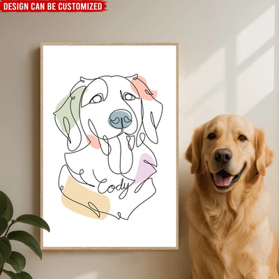Colorful Pet Line Art - Personalized Poster, Custom One Line Art Style Poster, Minimalist Wall Art Decor, Gift for Pet Owner