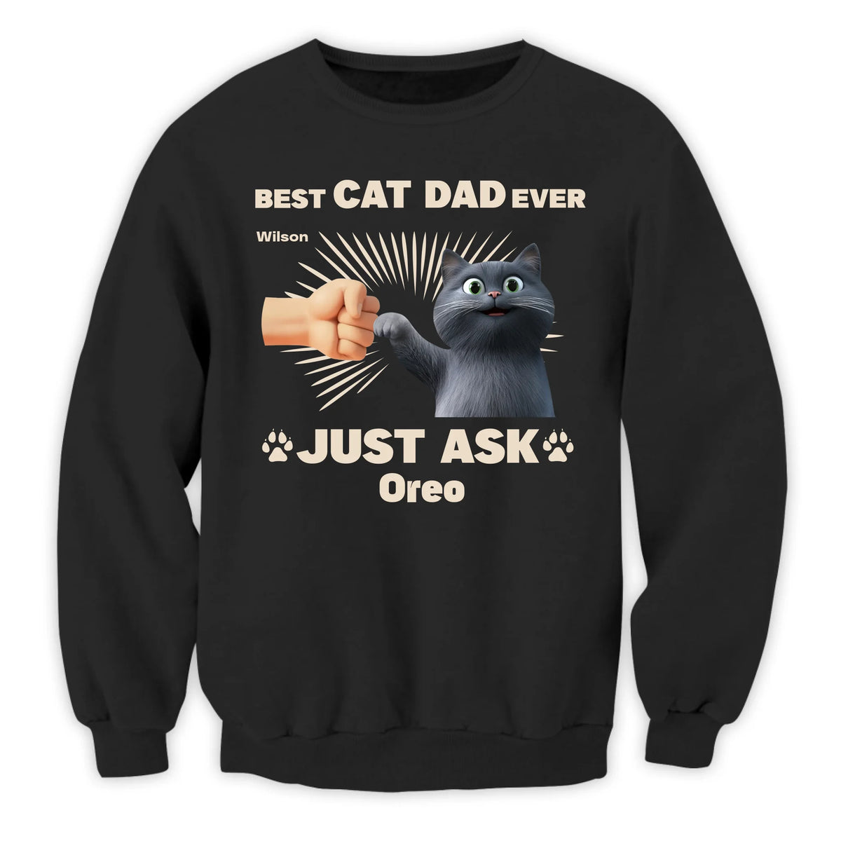 Best Cat Dad Ever - Personalized T-Shirt, Gift For Cat Lovers