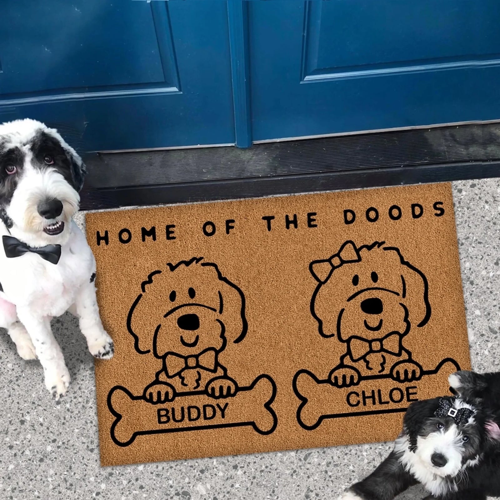 Home Of The Doods - Personalized Doormat, Gift For Dog Lover, Doodle Doormat