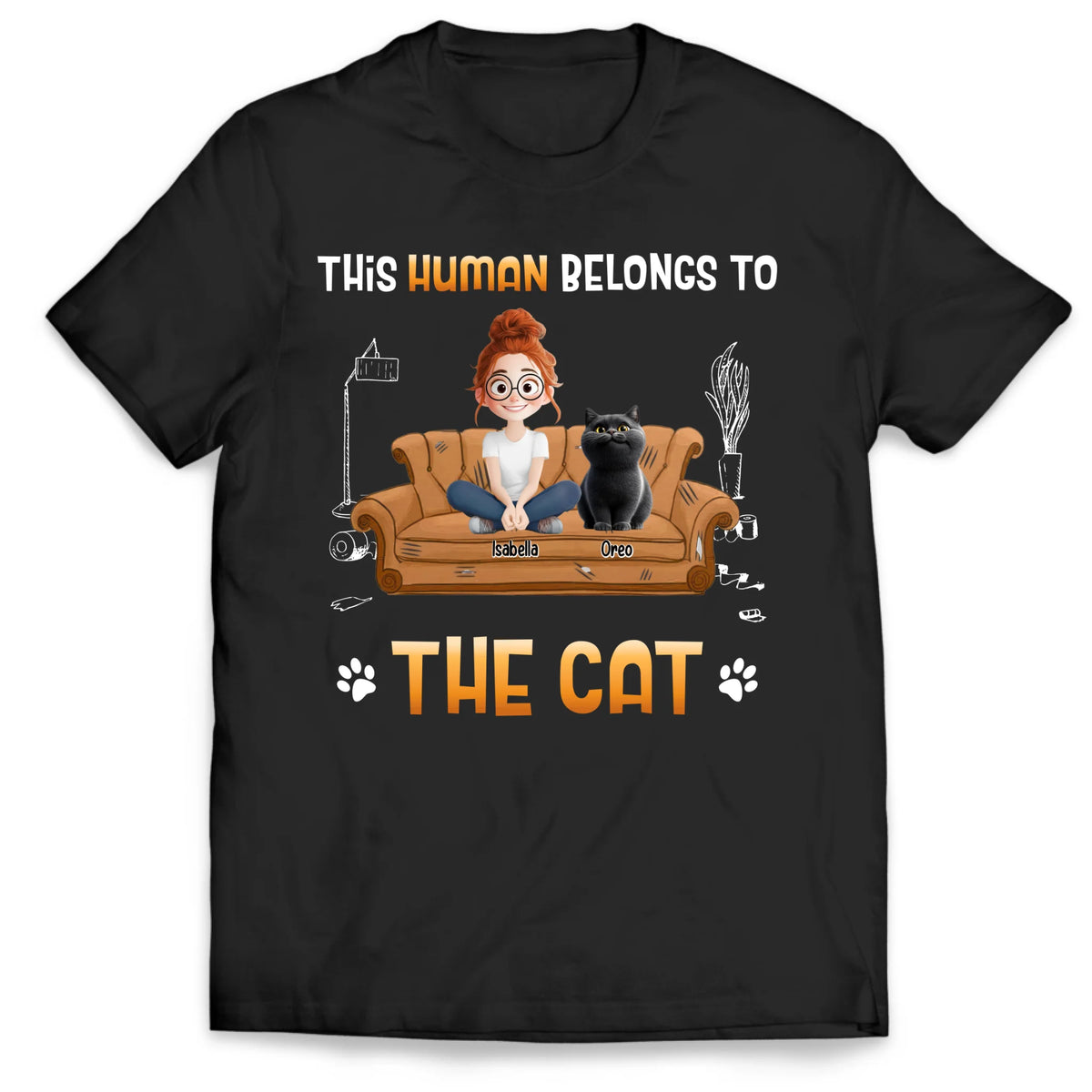 This Human Belongs To The Cat - Personalized T-Shirt, Gift For Cat Lovers