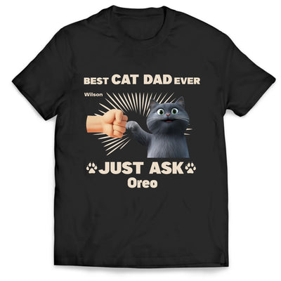 Best Cat Dad Ever - Personalized T-Shirt, Gift For Cat Lovers