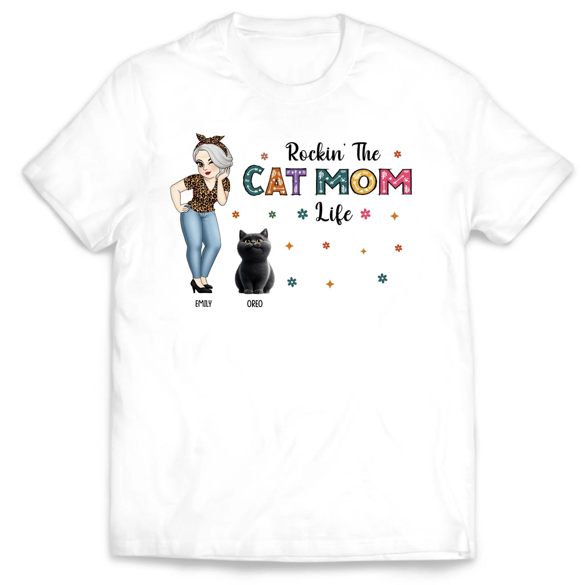 Rockin&#39; The Cat Mom Life - Personalized T-Shirt, Gift For Cat Mom